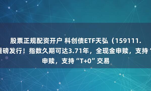 股票正规配资开户 科创债ETF天弘（159111.SZ）今日重磅发行！指数久期可达3.71年，全现金申赎，支持“T+0”交易